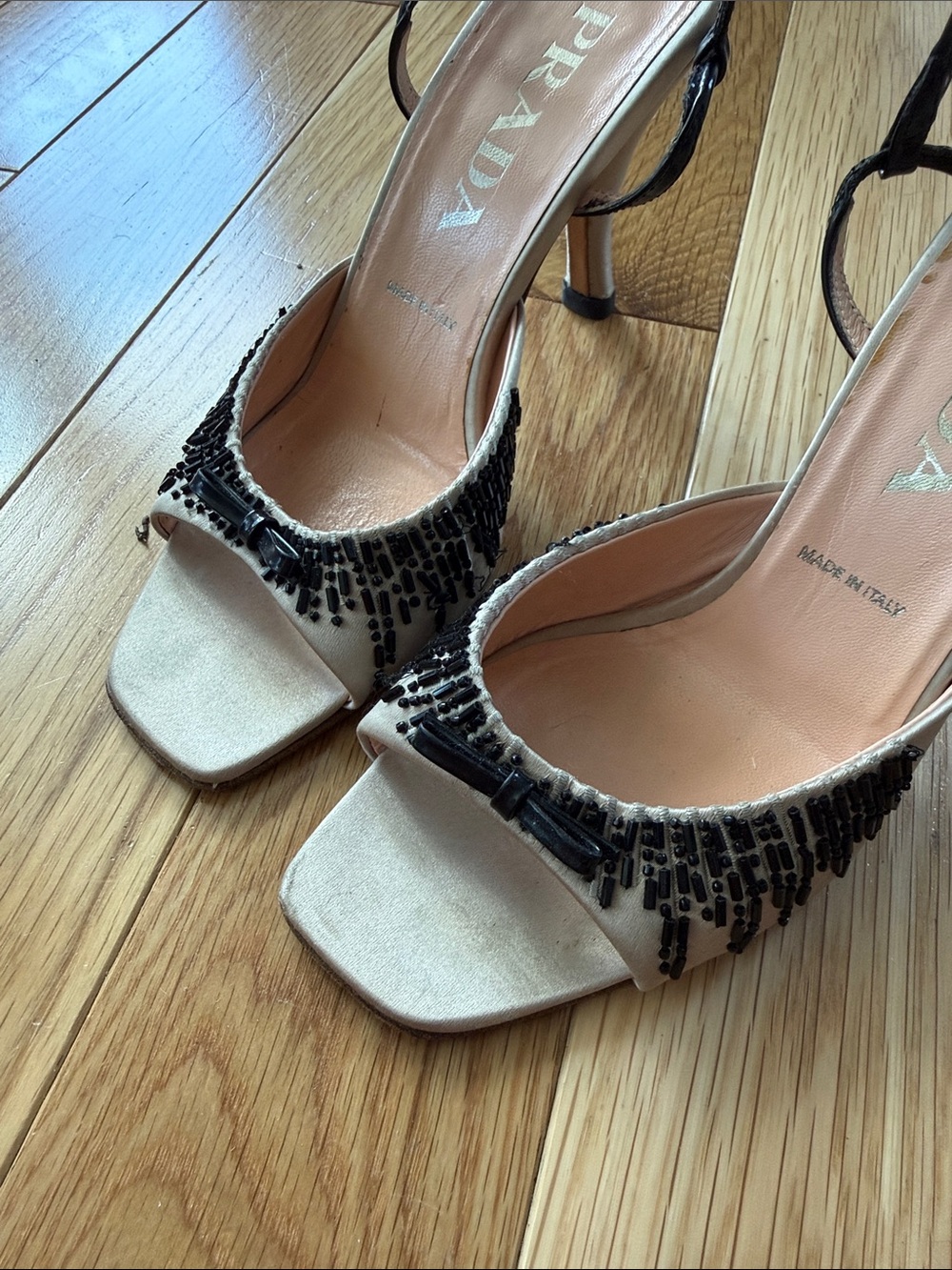 Vintage Prada Beaded Silk Heels - Picture 4 of 8